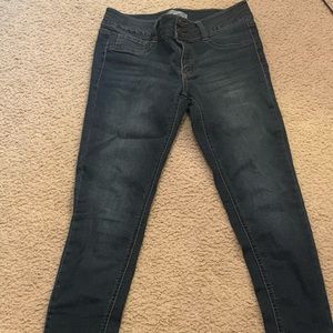 mid-rise dark wash jean leggings